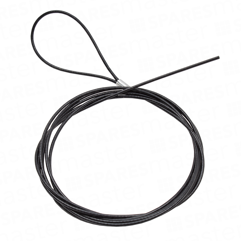 Garage door latch cable with fixed loop end and plain cable end for canopy and retractable garage door locking systems.