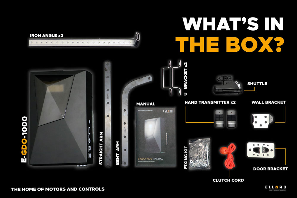 E-GDO-1000 garage door opener contents