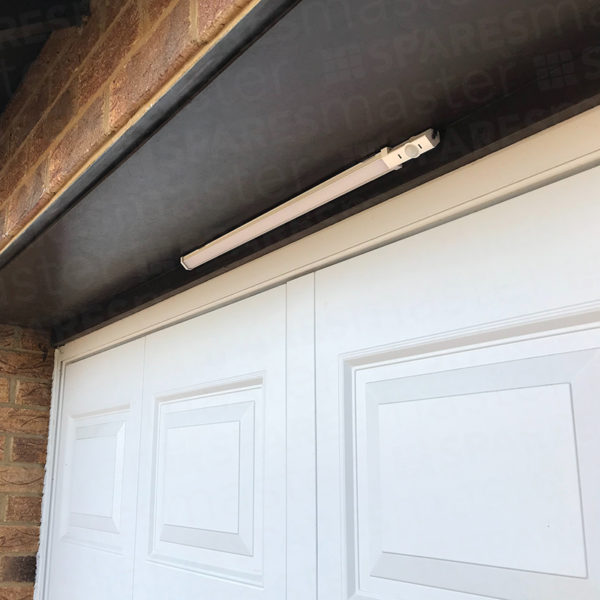 Night Sabre LED security light installed above a garage door